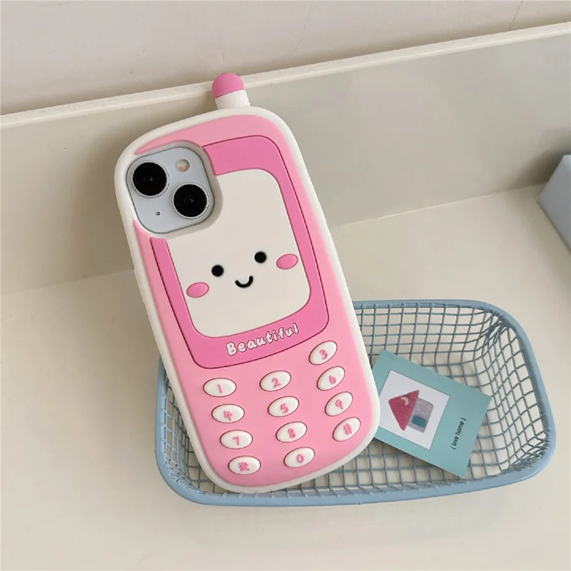 For iPhone 15 Silicone Case Cute Smile Face Phone Style Shockproof Durable Phone Cover
