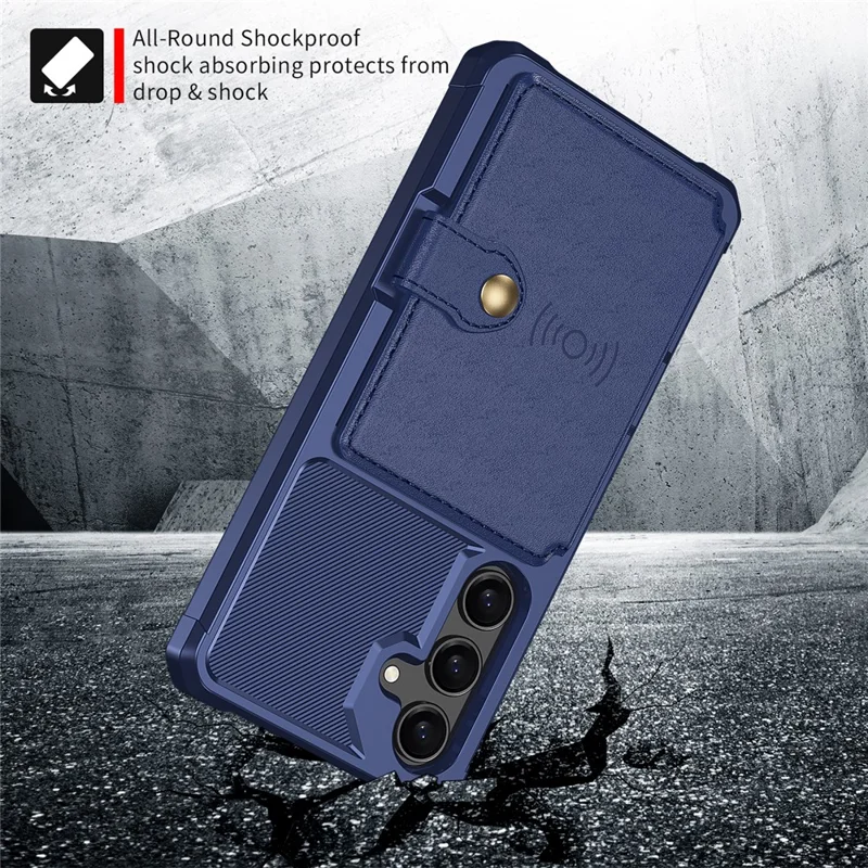 Für Samsung Galaxy A36 5G Hülle mit Kartenhalter aus PU-Leder + TPU Handyrückseite - Blau