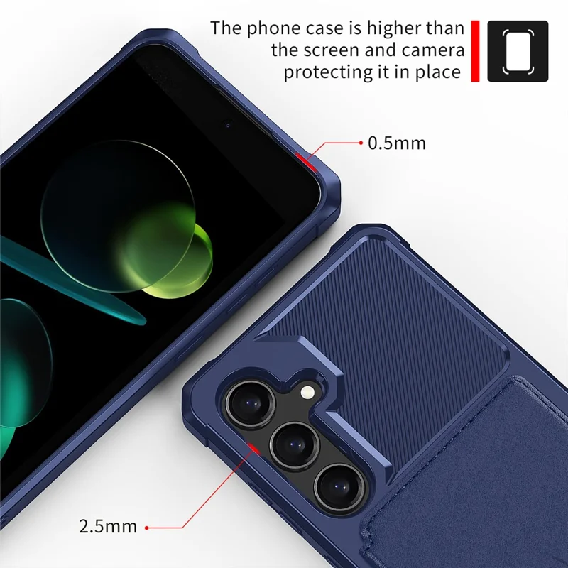 Für Samsung Galaxy A36 5G Hülle mit Kartenhalter aus PU-Leder + TPU Handyrückseite - Blau