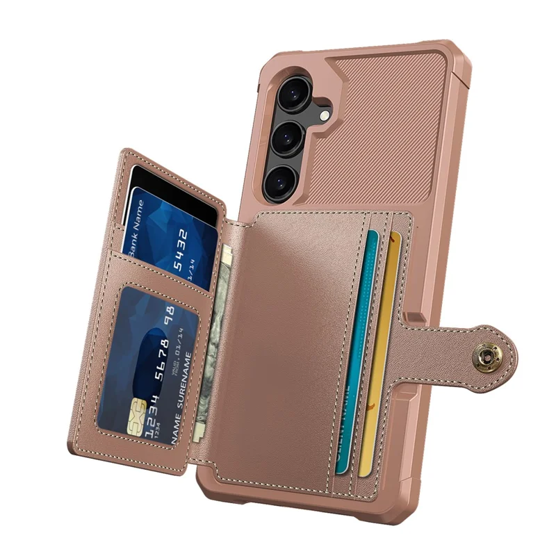 For Samsung Galaxy A26 5G Case with Card Holder PU Leather + TPU Phone Back Cover - Pink