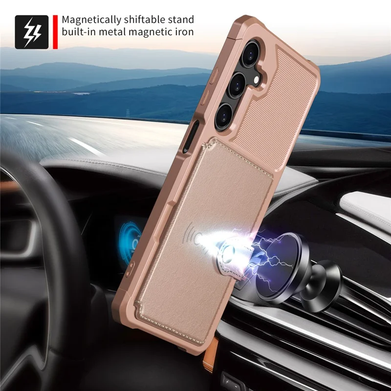 For Samsung Galaxy A26 5G Case with Card Holder PU Leather + TPU Phone Back Cover - Pink