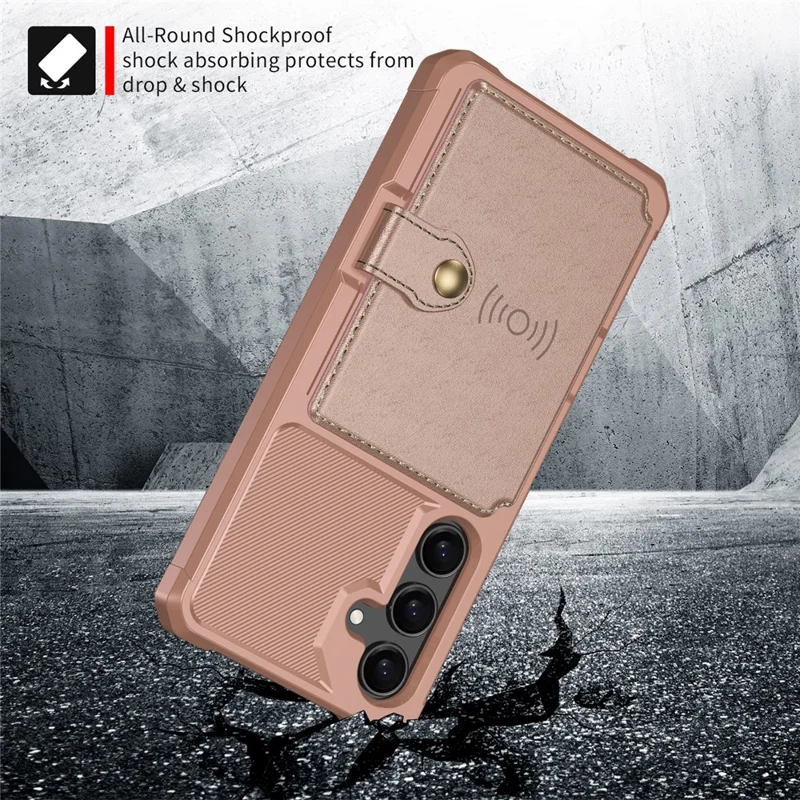 For Samsung Galaxy A26 5G Case with Card Holder PU Leather + TPU Phone Back Cover - Pink