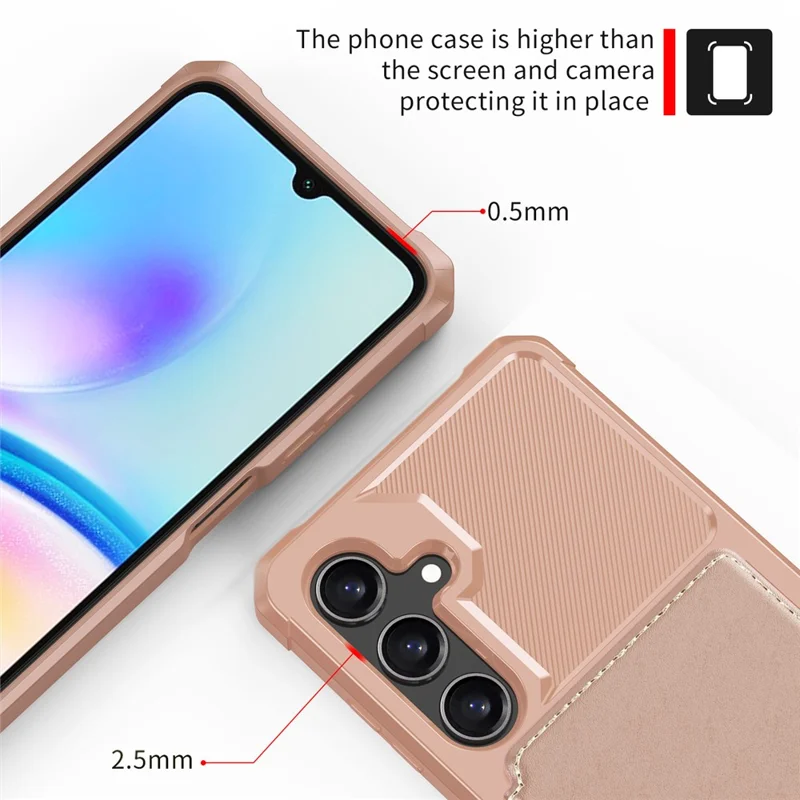 For Samsung Galaxy A26 5G Case with Card Holder PU Leather + TPU Phone Back Cover - Pink