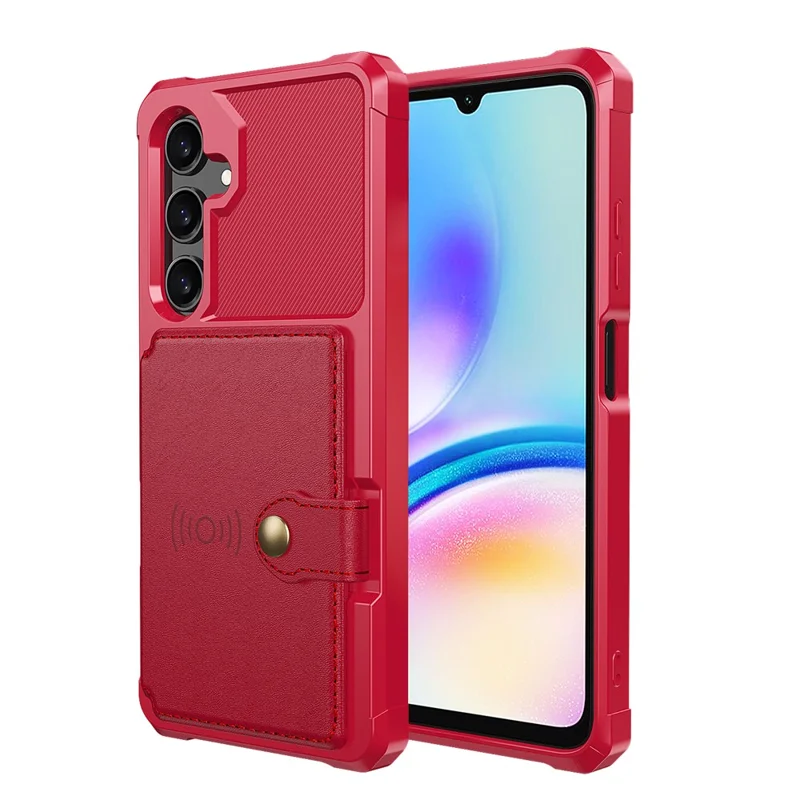 For Samsung Galaxy A26 5G Case with Card Holder PU Leather + TPU Phone Back Cover - Red