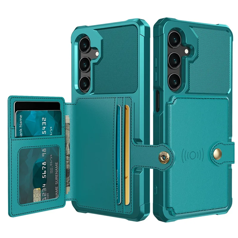 For Samsung Galaxy A16 4G / 5G Case with Card Holder PU Leather + TPU Phone Back Cover - Green