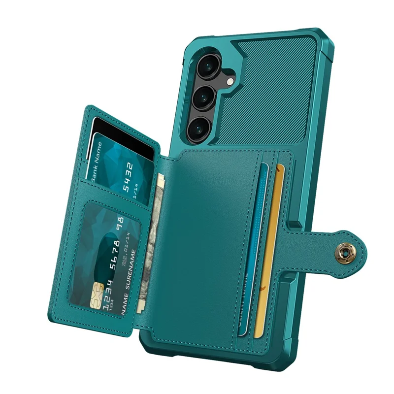 For Samsung Galaxy A16 4G / 5G Case with Card Holder PU Leather + TPU Phone Back Cover - Green