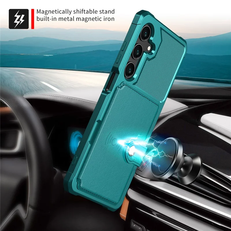 For Samsung Galaxy A16 4G / 5G Case with Card Holder PU Leather + TPU Phone Back Cover - Green