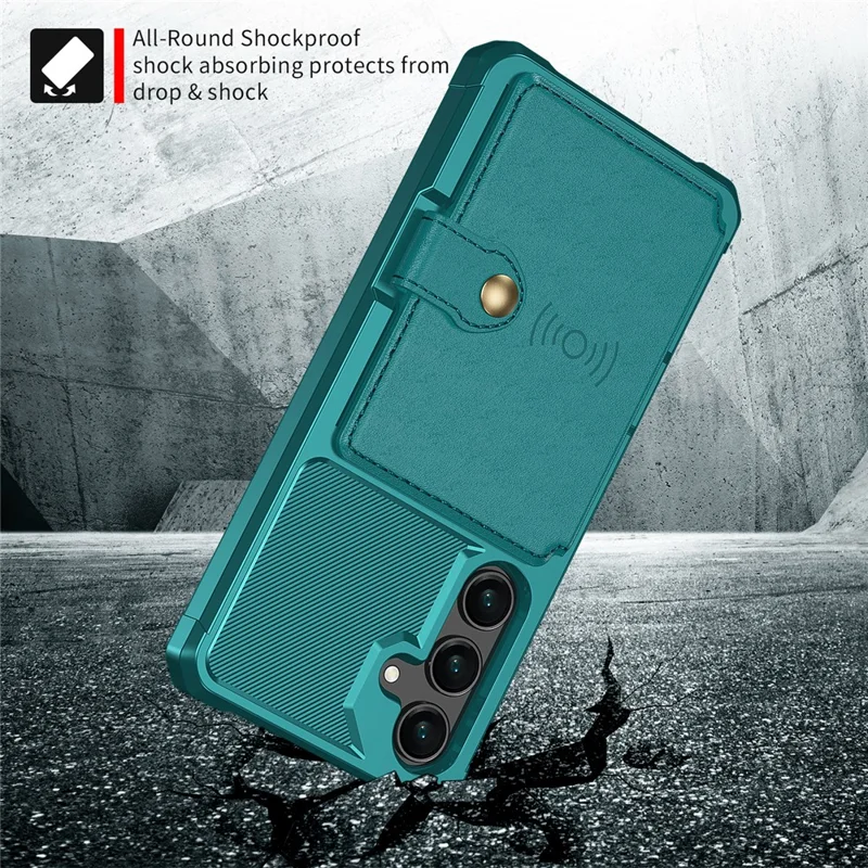 For Samsung Galaxy A16 4G / 5G Case with Card Holder PU Leather + TPU Phone Back Cover - Green