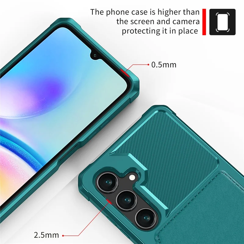 For Samsung Galaxy A16 4G / 5G Case with Card Holder PU Leather + TPU Phone Back Cover - Green
