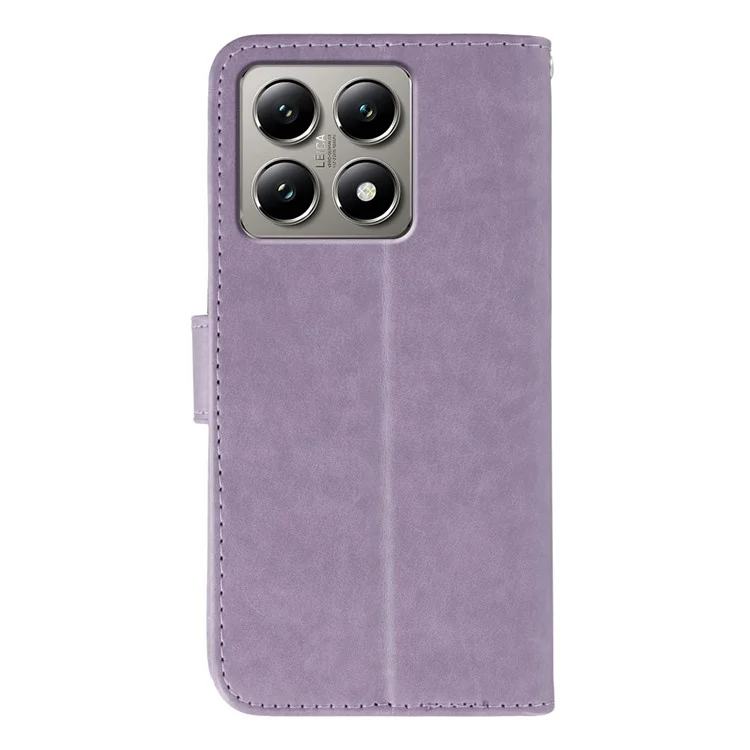 Funda de cuero sintético tipo cartera con tapa para Xiaomi 14T Pro con correa - Morado