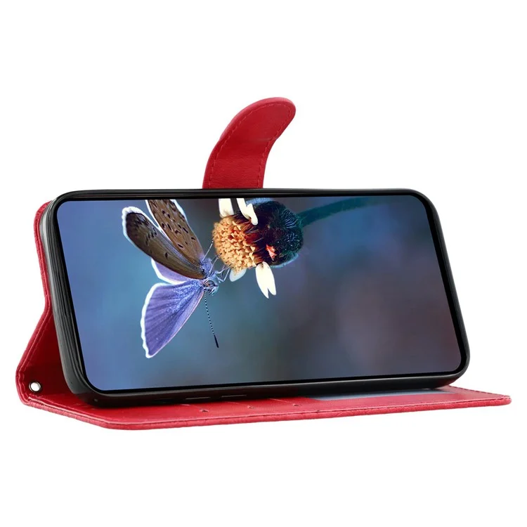 For Xiaomi 14T Pro Case Lace Flowers PU Leather Flip Wallet Phone Cover - Red