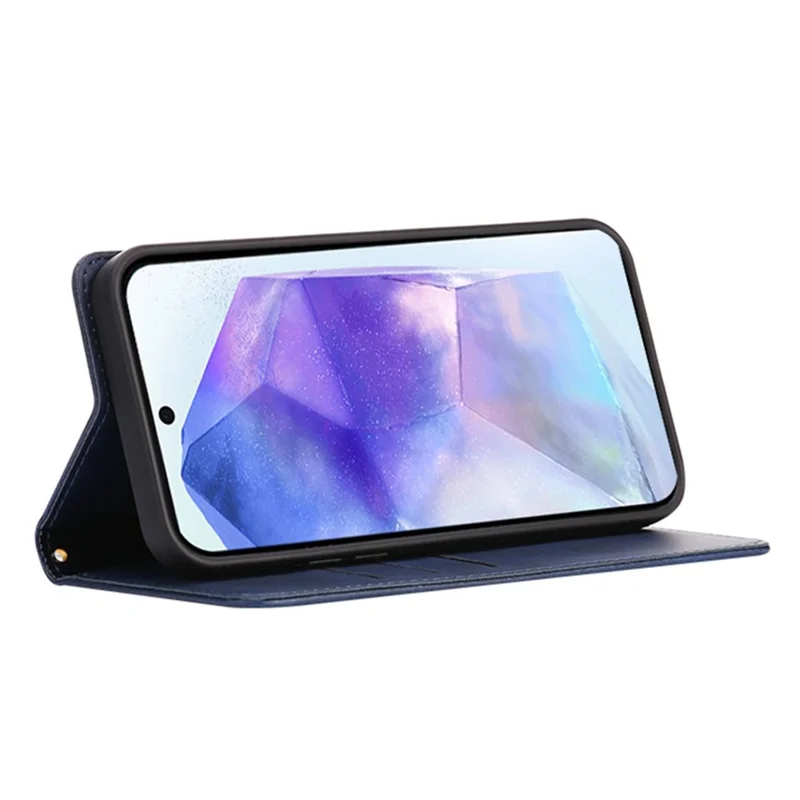 For Samsung Galaxy A35 5G Case Wallet Calf Texture Leather Phone Cover with Hidden Magnetic Closure - Blue