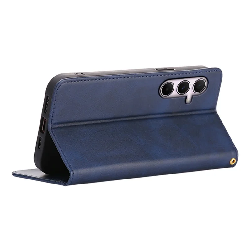 For Samsung Galaxy A35 5G Case Wallet Calf Texture Leather Phone Cover with Hidden Magnetic Closure - Blue