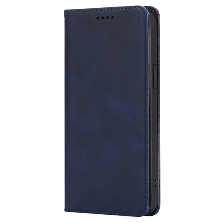 Cover a portafoglio per Samsung Galaxy A06s in pelle effetto vitello con chiusura magnetica nascosta - Blu