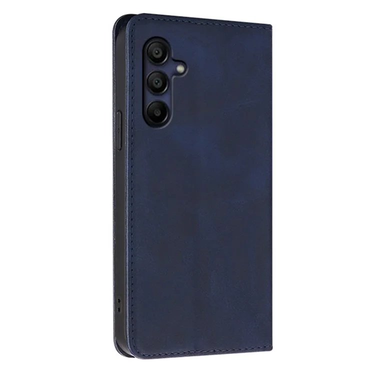 Cover a portafoglio per Samsung Galaxy A06s in pelle effetto vitello con chiusura magnetica nascosta - Blu
