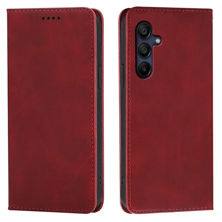 Pour Samsung Galaxy A16 4G / 5G Étui Portefeuille Texture Veau Étui Téléphone en Cuir avec Fermeture Magnétique Cachée - Rouge