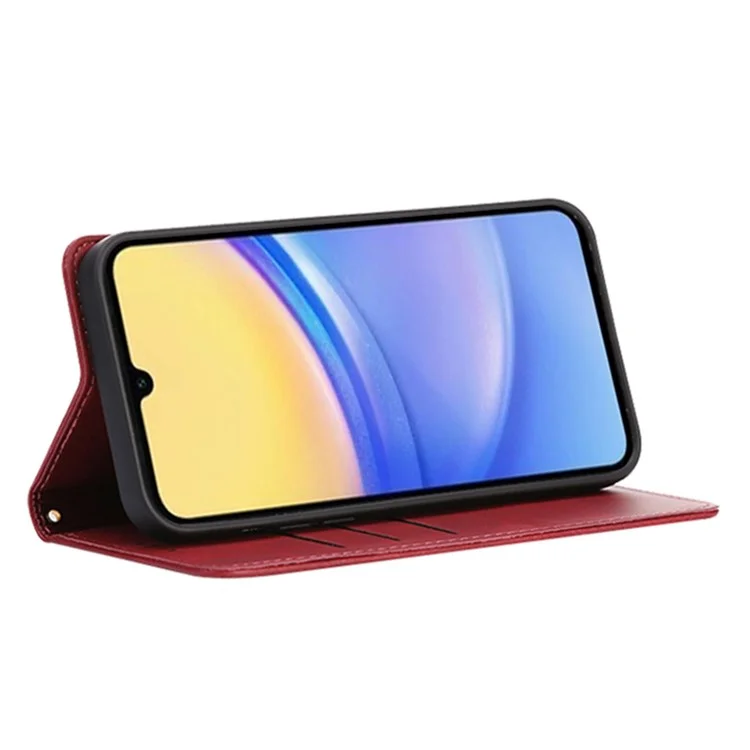 Pour Samsung Galaxy A16 4G / 5G Étui Portefeuille Texture Veau Étui Téléphone en Cuir avec Fermeture Magnétique Cachée - Rouge