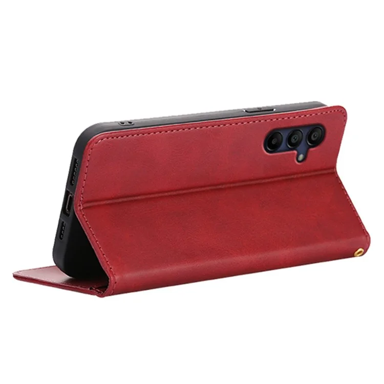 Pour Samsung Galaxy A16 4G / 5G Étui Portefeuille Texture Veau Étui Téléphone en Cuir avec Fermeture Magnétique Cachée - Rouge