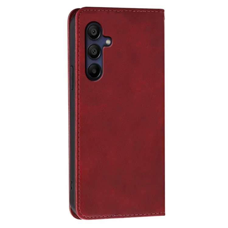 Pour Samsung Galaxy A16 4G / 5G Étui Portefeuille Texture Veau Étui Téléphone en Cuir avec Fermeture Magnétique Cachée - Rouge