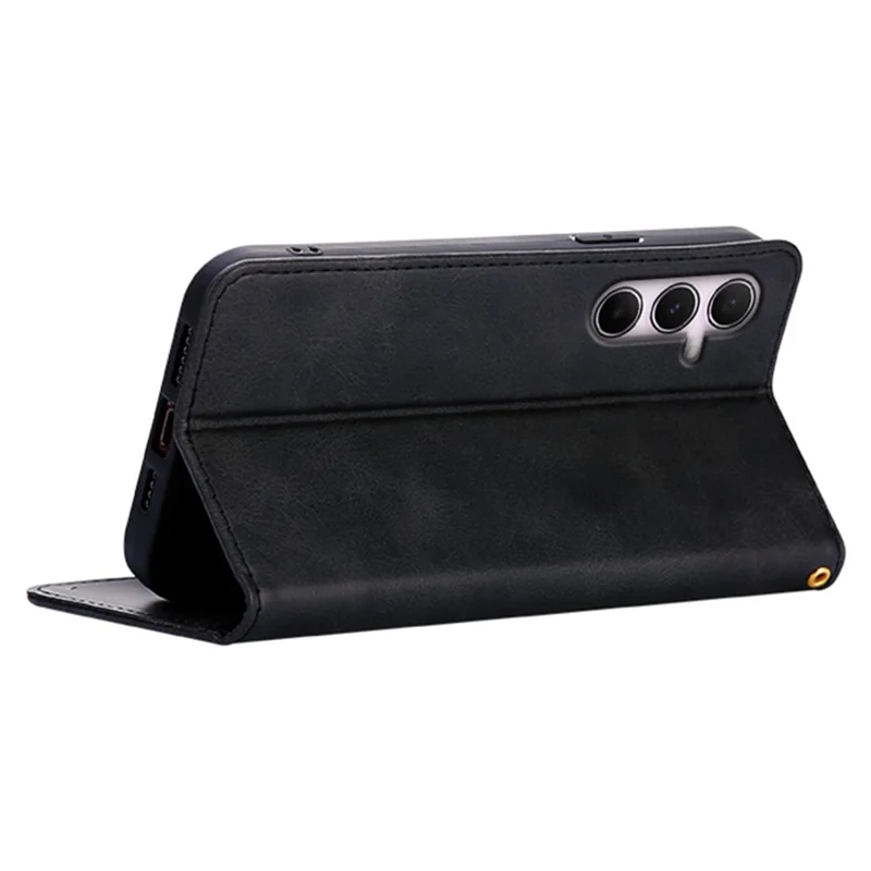 For Samsung Galaxy A36 5G / A56 5G Case Wallet Calf Texture Leather Phone Cover with Hidden Magnetic Closure - Black