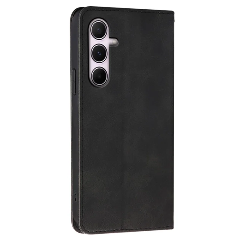 For Samsung Galaxy A36 5G / A56 5G Case Wallet Calf Texture Leather Phone Cover with Hidden Magnetic Closure - Black