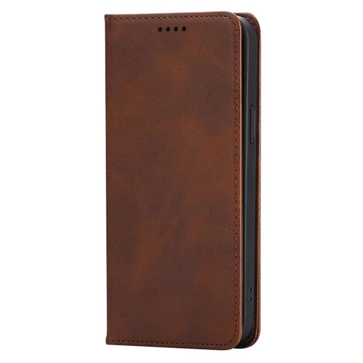 Funda tipo cartera para Samsung Galaxy A36 5G / A56 5G de cuero con textura de ternero y cierre magnético oculto - Marrón