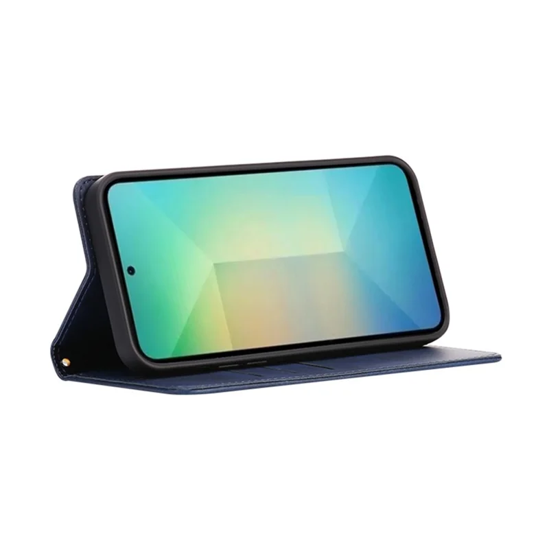Hoofdtelefoonhoesje voor Samsung Galaxy S25+ met portemonnee, kalfsleren hoesje met verborgen magnetische sluiting - Blauw