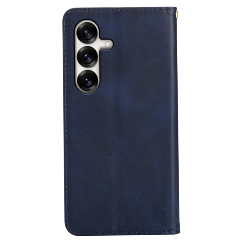 Hoofdtelefoonhoesje voor Samsung Galaxy S25+ met portemonnee, kalfsleren hoesje met verborgen magnetische sluiting - Blauw