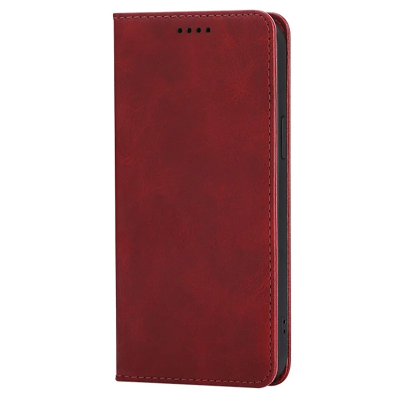 For Samsung Galaxy S24 Case Wallet Calf Texture Leather Phone Cover with Hidden Magnetic Closure - Red