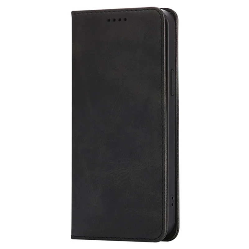 For Samsung Galaxy S24 Ultra Case Wallet Calf Texture Leather Phone Cover with Hidden Magnetic Closure - Black
