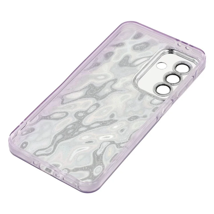 For Samsung Galaxy A56 5G Case with Mirror IMD PC + TPU Phone Cover with Glass Lens Film - Ripple Pattern / Purple