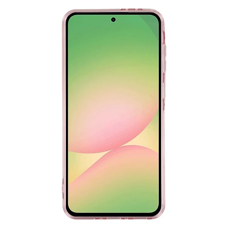 For Samsung Galaxy A56 5G Case Butterfly Pearl Decor IMD PC + TPU Phone Cover with Glass Lens Film - Feather Yarn Pattern / Rose Gold