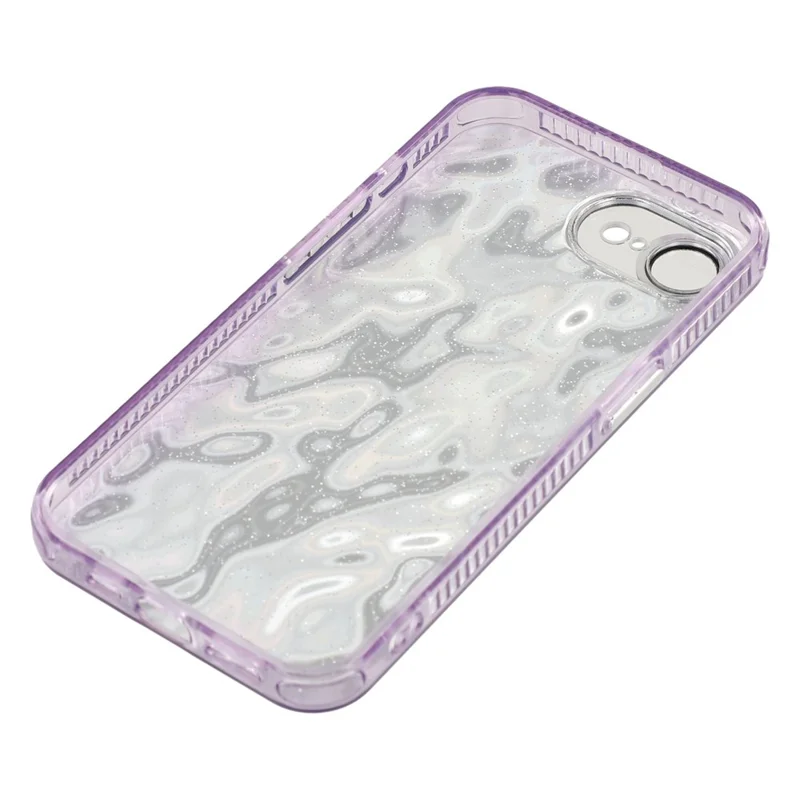For iPhone 16e Case with Mirror IMD PC + TPU Phone Cover with Glass Lens Film - Ripple Pattern / Purple