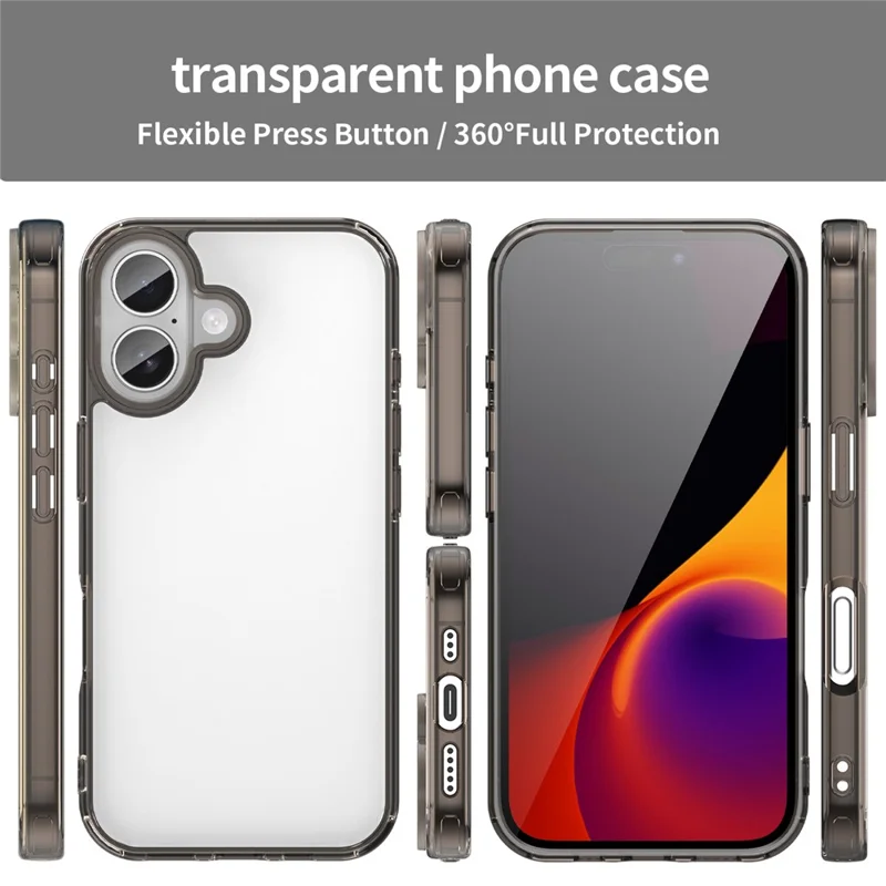 Étui pour iPhone 16 Plus TPU + Coque arrière en acrylique Anti-jaunissement - Noir