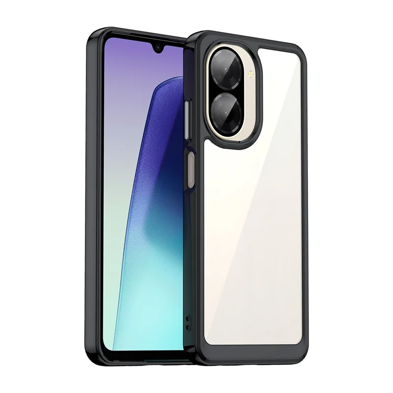 Für Xiaomi Redmi A5 NFC (173,45 mm) Hülle TPU + Acryl Schutzhülle Transparent Handyhülle - Schwarz