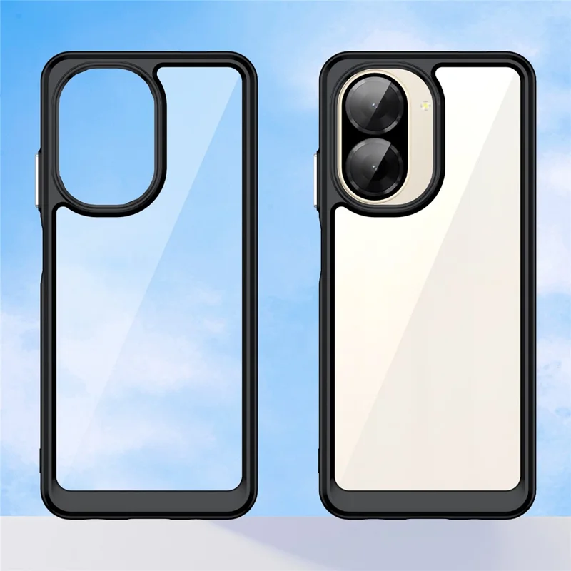 Für Xiaomi Redmi A5 NFC (173,45 mm) Hülle TPU + Acryl Schutzhülle Transparent Handyhülle - Schwarz