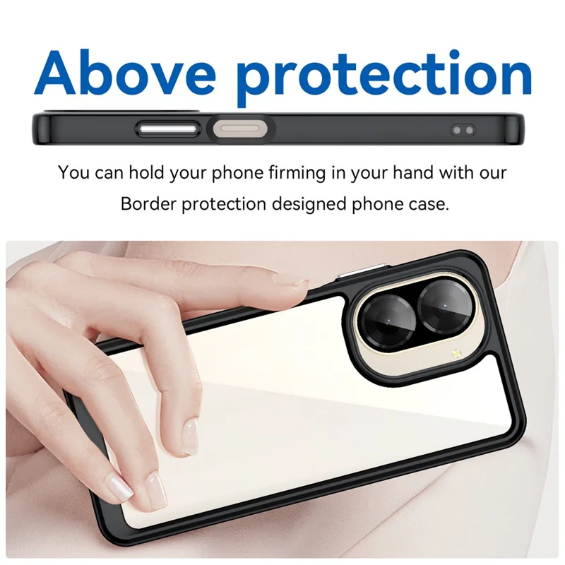 Für Xiaomi Redmi A5 NFC (173,45 mm) Hülle TPU + Acryl Schutzhülle Transparent Handyhülle - Schwarz