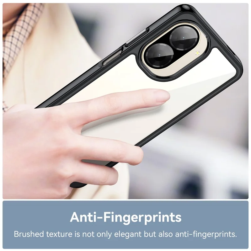 Für Xiaomi Redmi A5 NFC (173,45 mm) Hülle TPU + Acryl Schutzhülle Transparent Handyhülle - Schwarz
