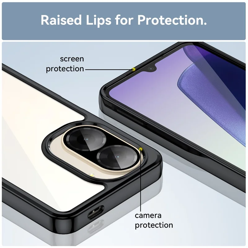 Für Xiaomi Redmi A5 NFC (173,45 mm) Hülle TPU + Acryl Schutzhülle Transparent Handyhülle - Schwarz