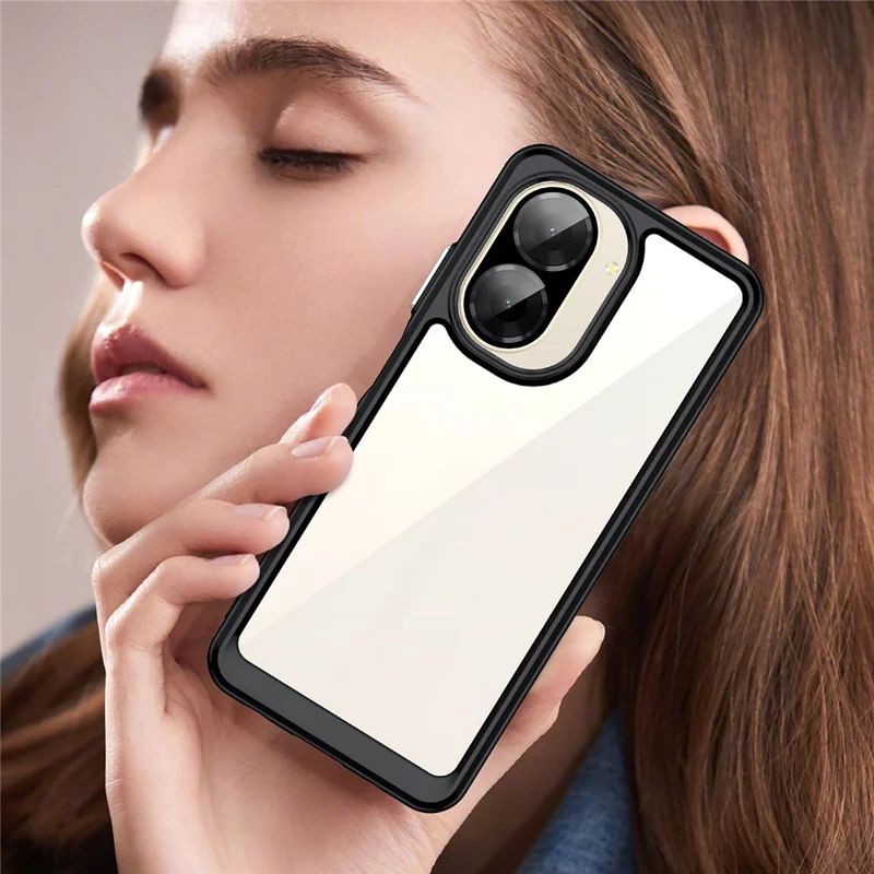 Für Xiaomi Redmi A5 NFC (173,45 mm) Hülle TPU + Acryl Schutzhülle Transparent Handyhülle - Schwarz