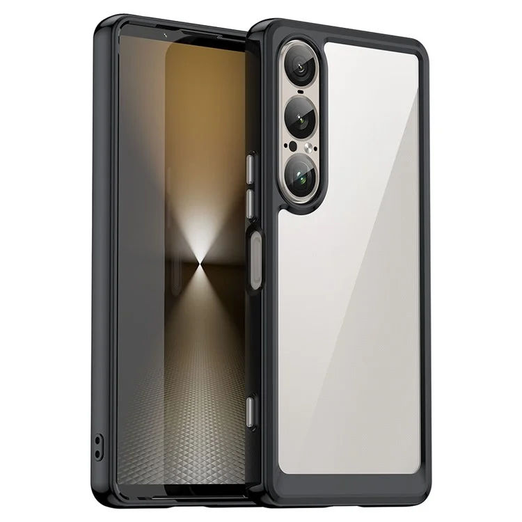 Für Sony Xperia 1 VII Hülle TPU + Acryl Schutzhülle Transparent - Schwarz