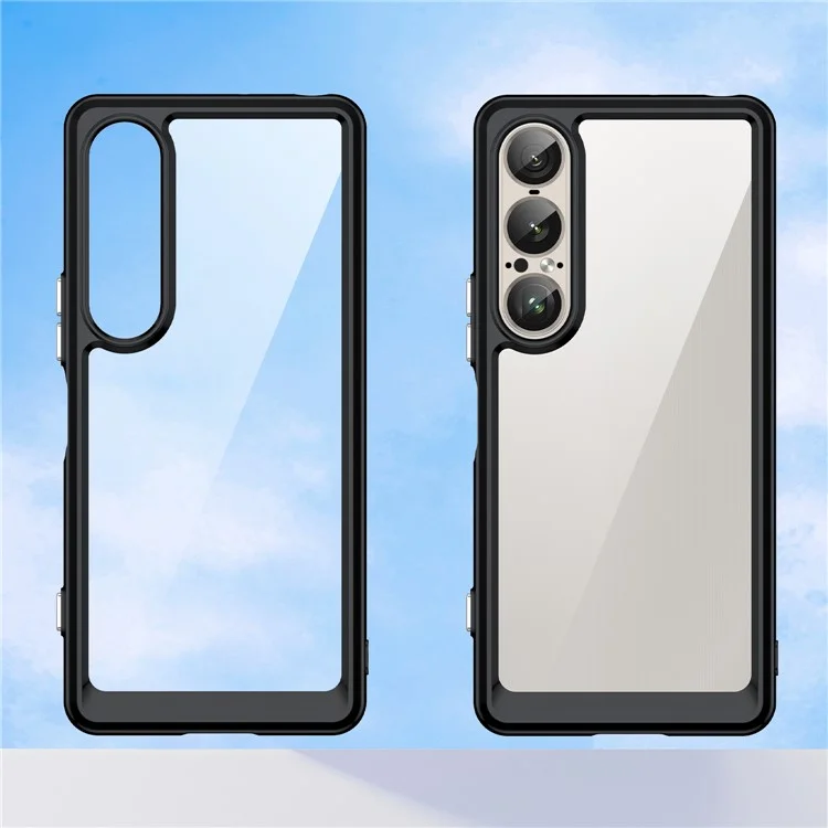 Für Sony Xperia 1 VII Hülle TPU + Acryl Schutzhülle Transparent - Schwarz