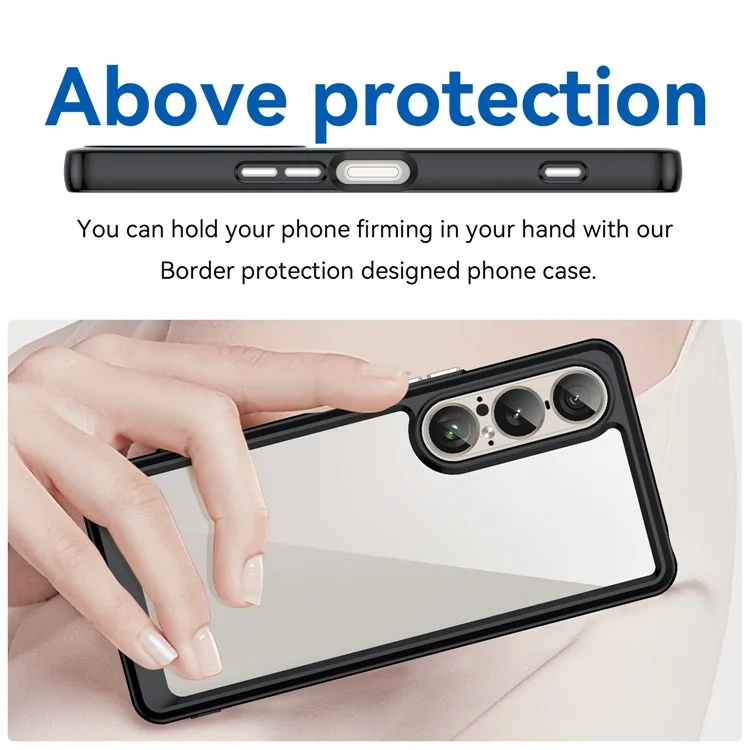 Für Sony Xperia 1 VII Hülle TPU + Acryl Schutzhülle Transparent - Schwarz