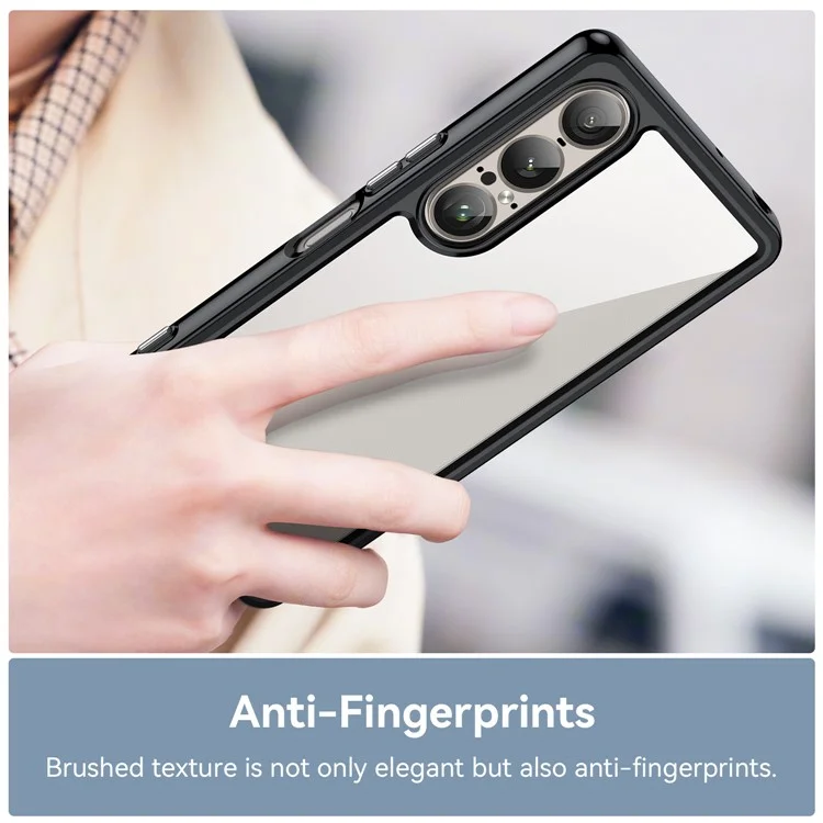 Für Sony Xperia 1 VII Hülle TPU + Acryl Schutzhülle Transparent - Schwarz