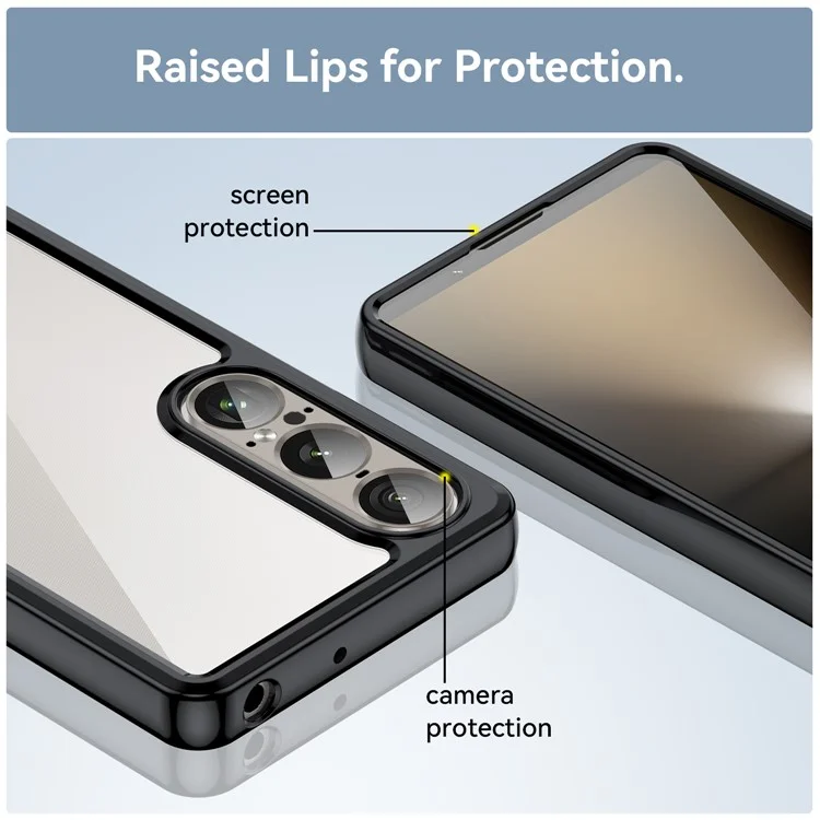 Für Sony Xperia 1 VII Hülle TPU + Acryl Schutzhülle Transparent - Schwarz