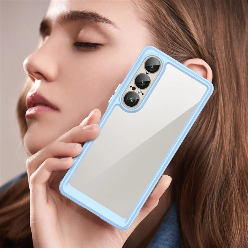 For Sony Xperia 1 VII Case TPU + Acrylic Protective Clear Phone Cover - Blue