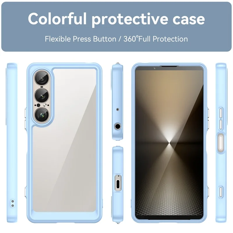 For Sony Xperia 1 VII Case TPU + Acrylic Protective Clear Phone Cover - Blue