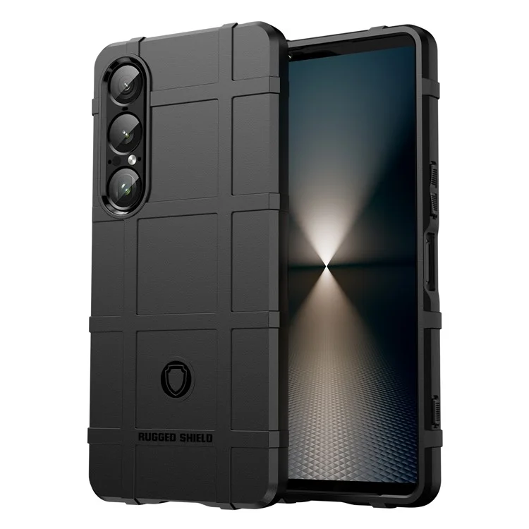 Für Sony Xperia 1 VII Hülle Gitterdesign Soft TPU Kratzsicher Handyhülle - Schwarz