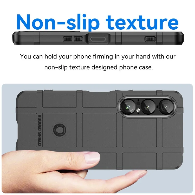 Für Sony Xperia 1 VII Hülle Gitterdesign Soft TPU Kratzsicher Handyhülle - Schwarz