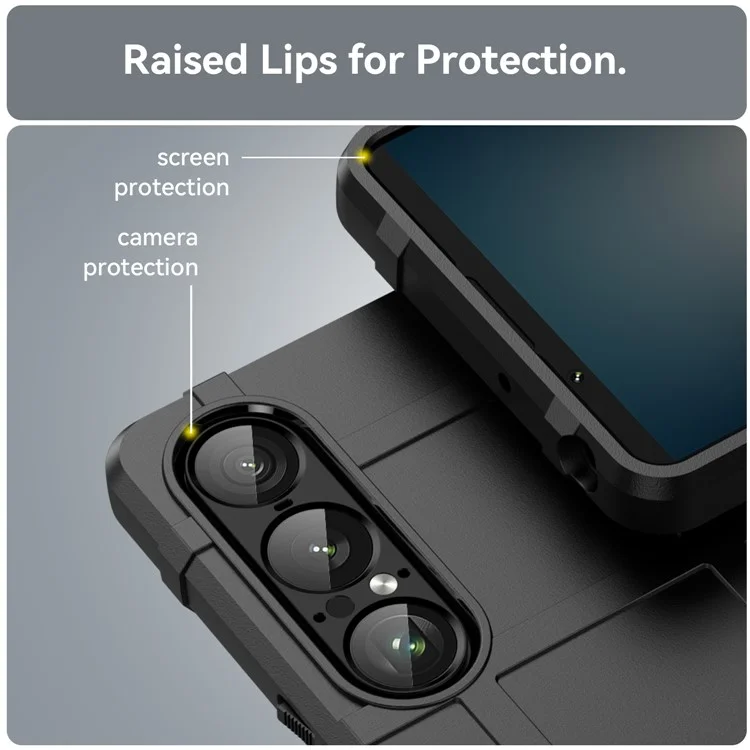Für Sony Xperia 1 VII Hülle Gitterdesign Soft TPU Kratzsicher Handyhülle - Schwarz